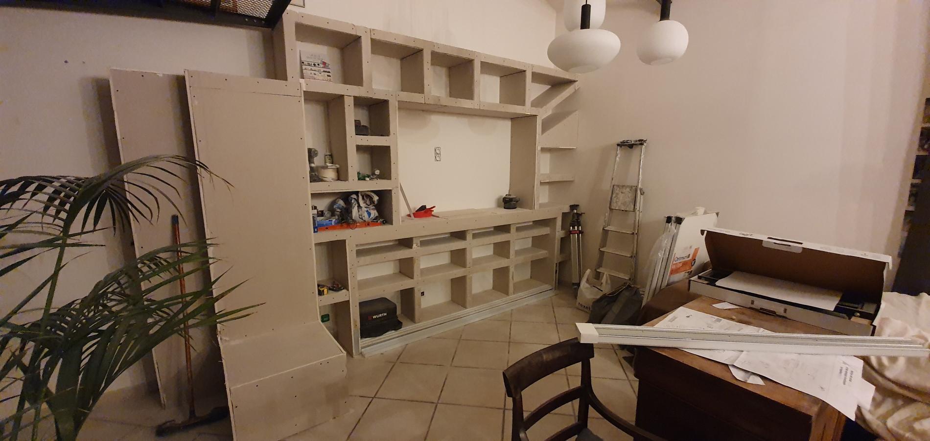 Placo décoratif Meuble tv + niches